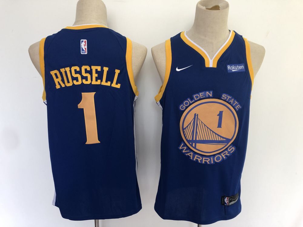 Men Golden State Warriors 1 Russell Blue Nike Game NBA Jerseys